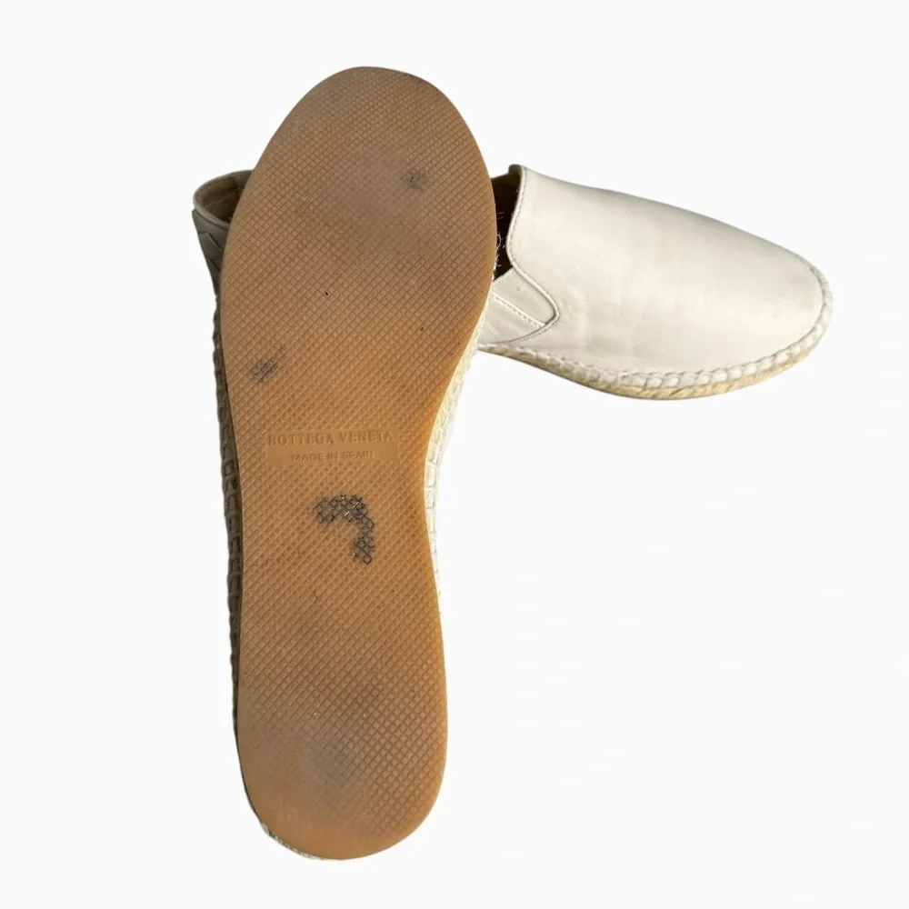 Bottega Veneta Intrecciato Woven Leather Espadrile Off White